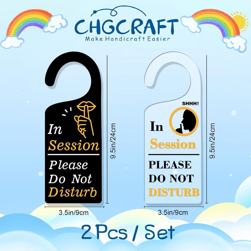 CHGCRAFT 2Pack Do Not Disturb Door Sign Acrylic Notice Door Hanger Sign In Session Handle Decorations Mark for Homework Office Schools Business Conference Room Meeting In Session - Image 2